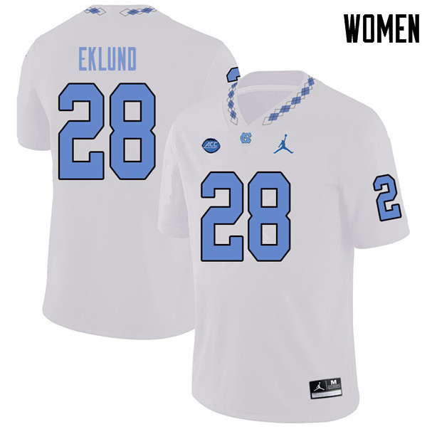 Jordan Brand Women #28 Graham Eklund North Carolina Tar Heels College Football Jerseys Sale-White